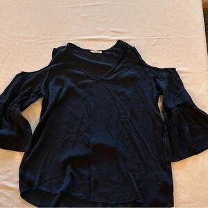 Chic Navy Cold Shoulder Blouse